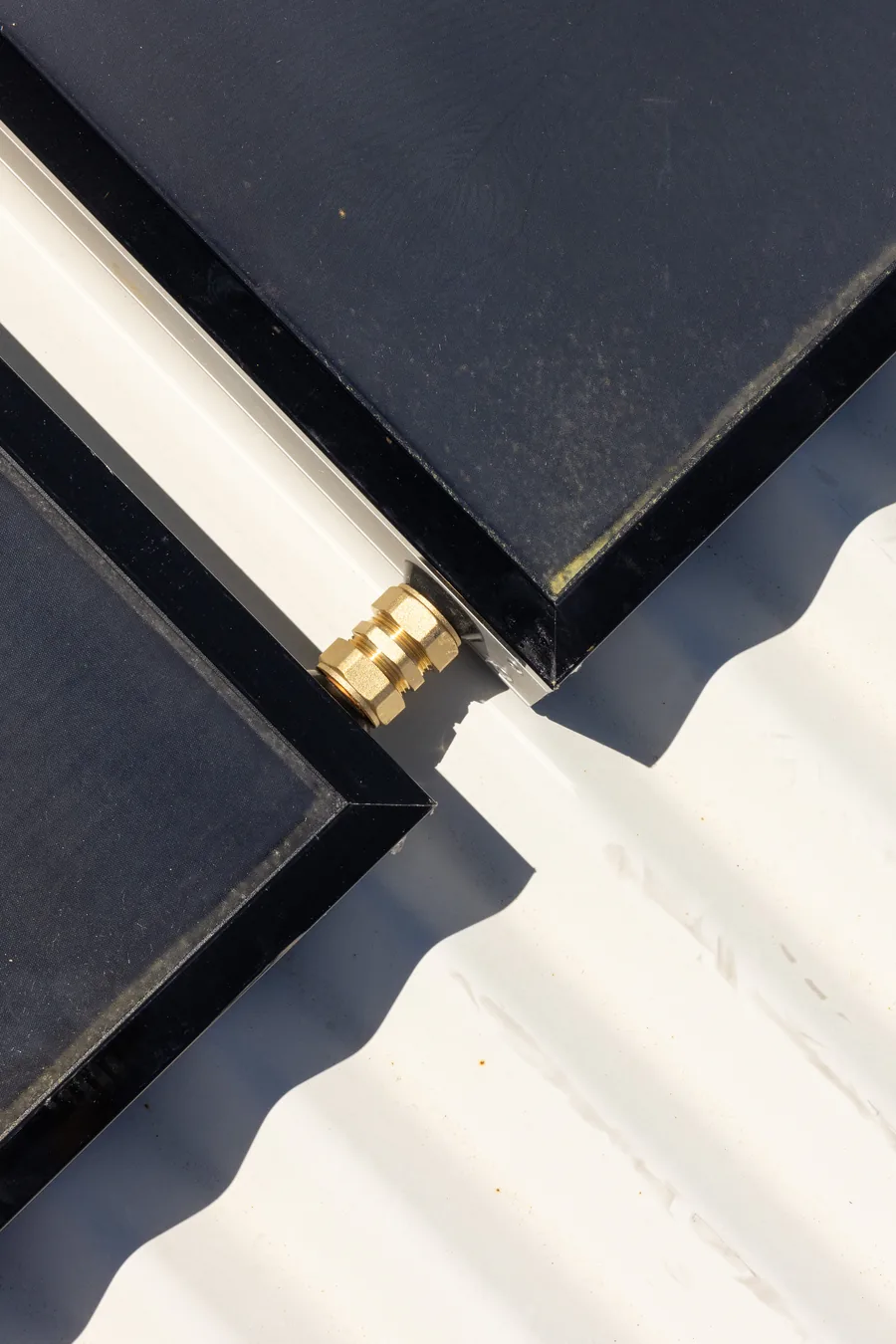 Close-up of solar panels installed on a roof